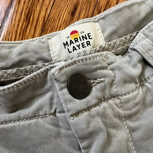 Marine Layer Taupe/Beige Relaxed Twill Cotton-Blend Field Pants - Men's 34x31 - Picture 3 of 7
